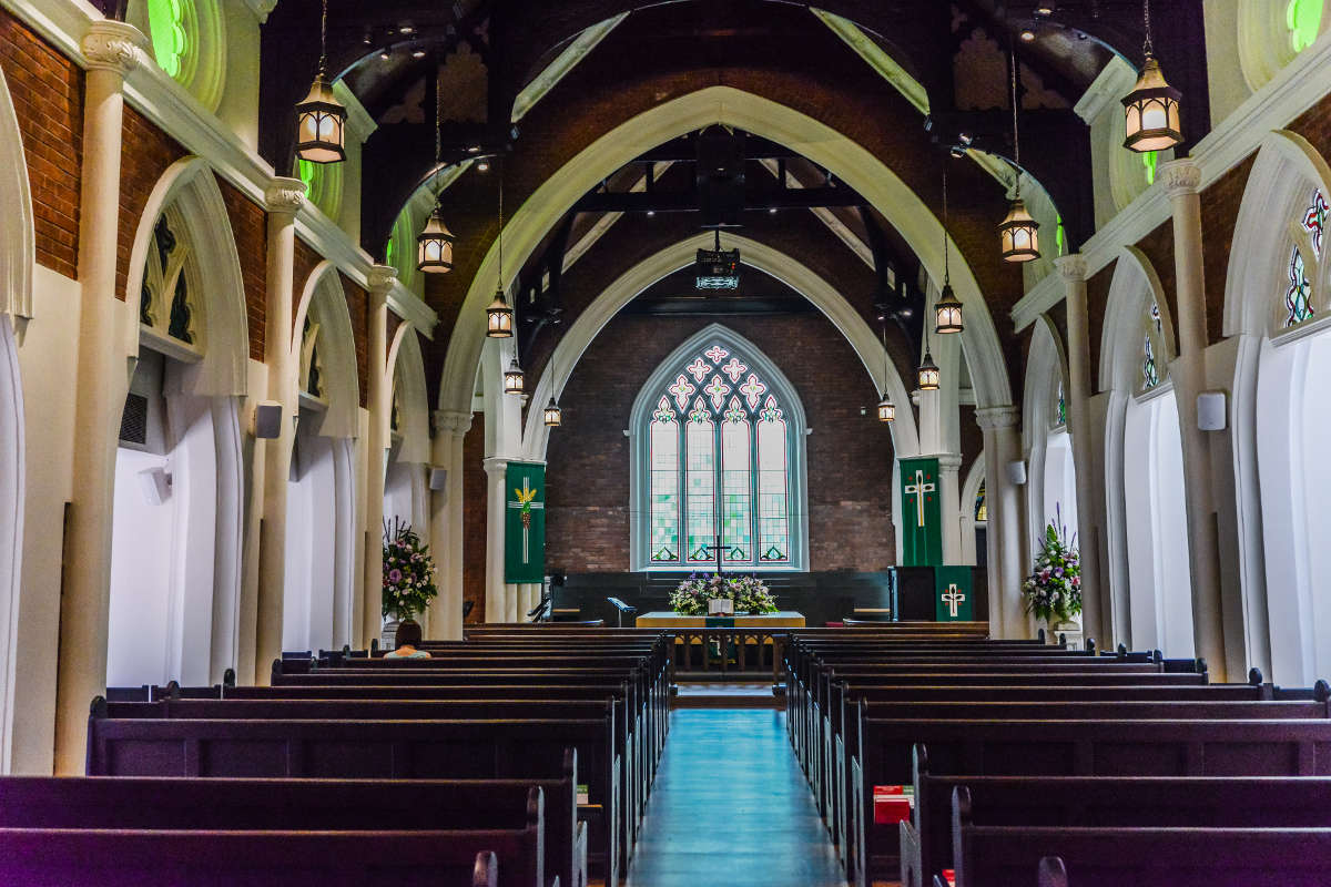 Wesley Methodist Church- Armourcoat Dragged Polished Plaster on walls and columns