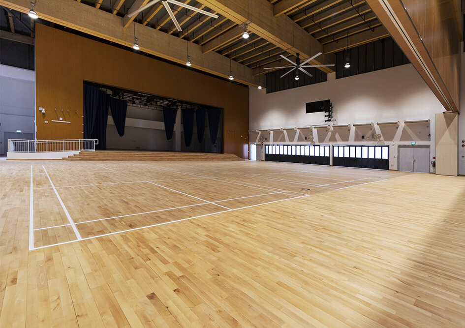 Combined Multipurpose hall + Indoor Sports Hall - Junckers Beech Harmony timber flooring - Junckers Beech Harmony timber flooring