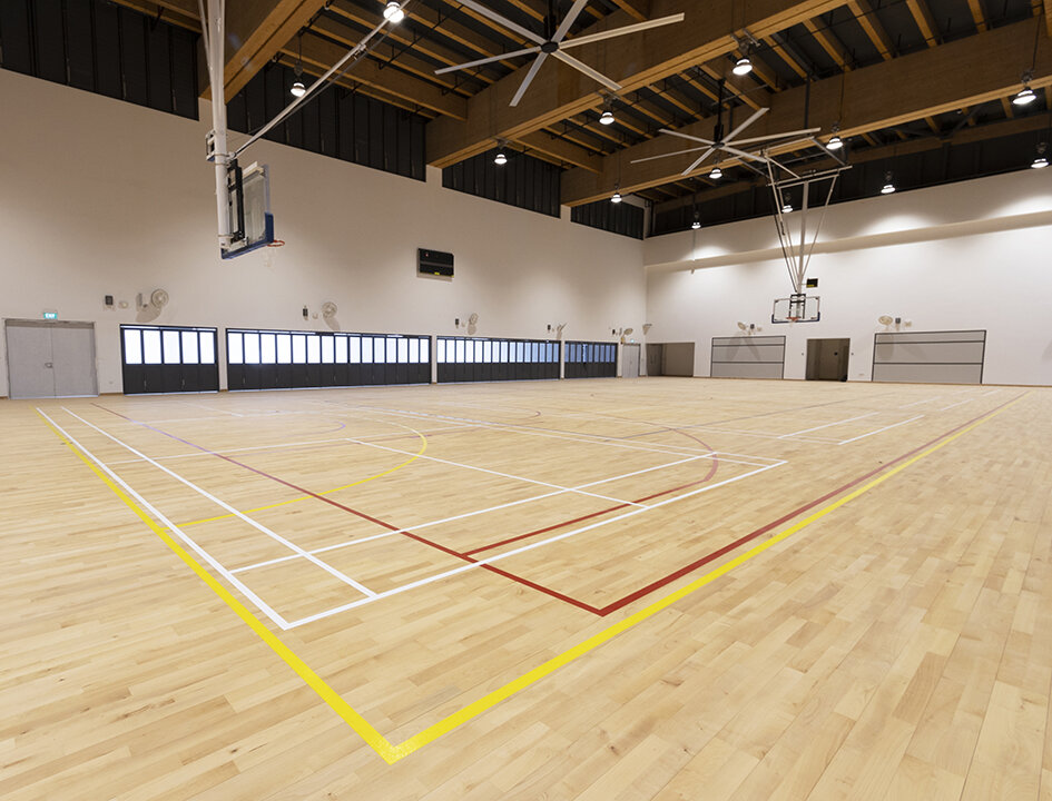 Combined Multipurpose hall + Indoor Sports Hall - Junckers Beech Harmony timber flooring