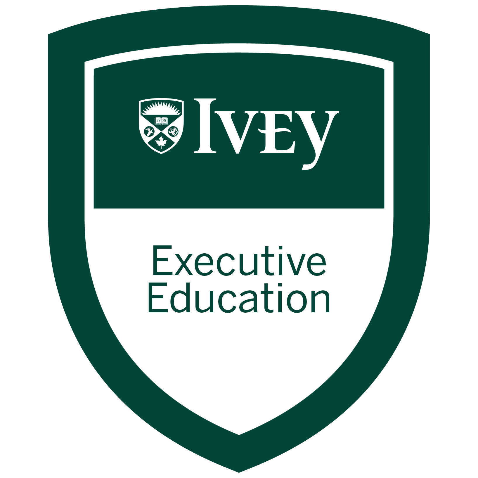 University of Alberta ivy logo with text 'Ivey Executive Education' on a shield emblem.