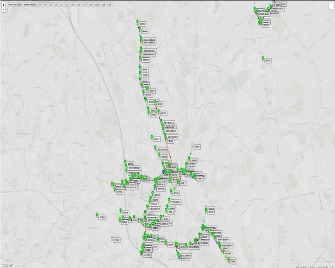 A live county network map.