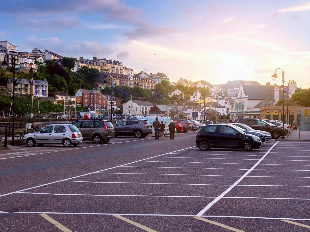 Marked car park bays from above