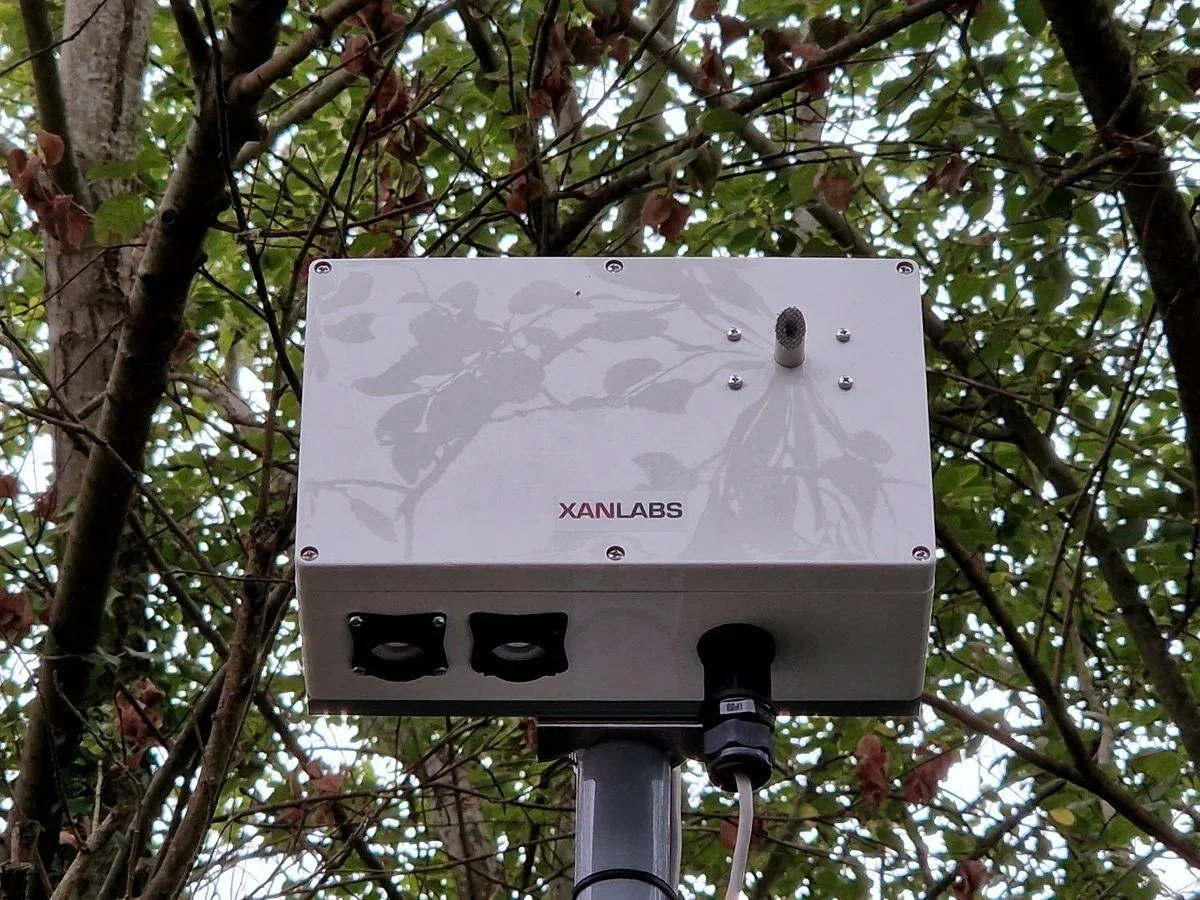 XA Series air‑quality sensor on a street column.