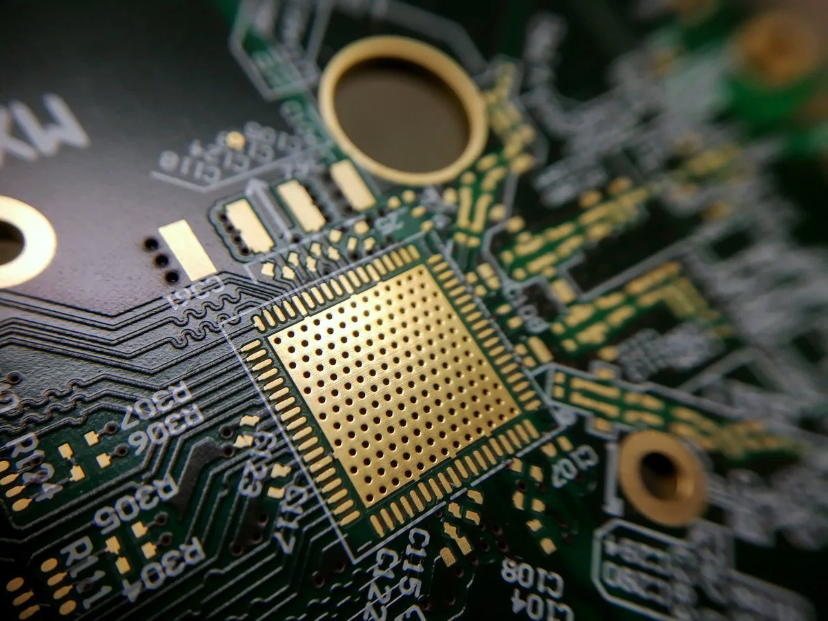 Close-up of a custom printed circuit board