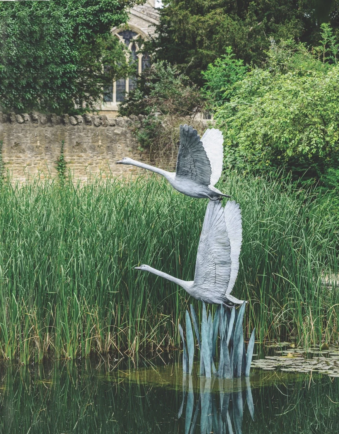 Swans in Flight - Pair