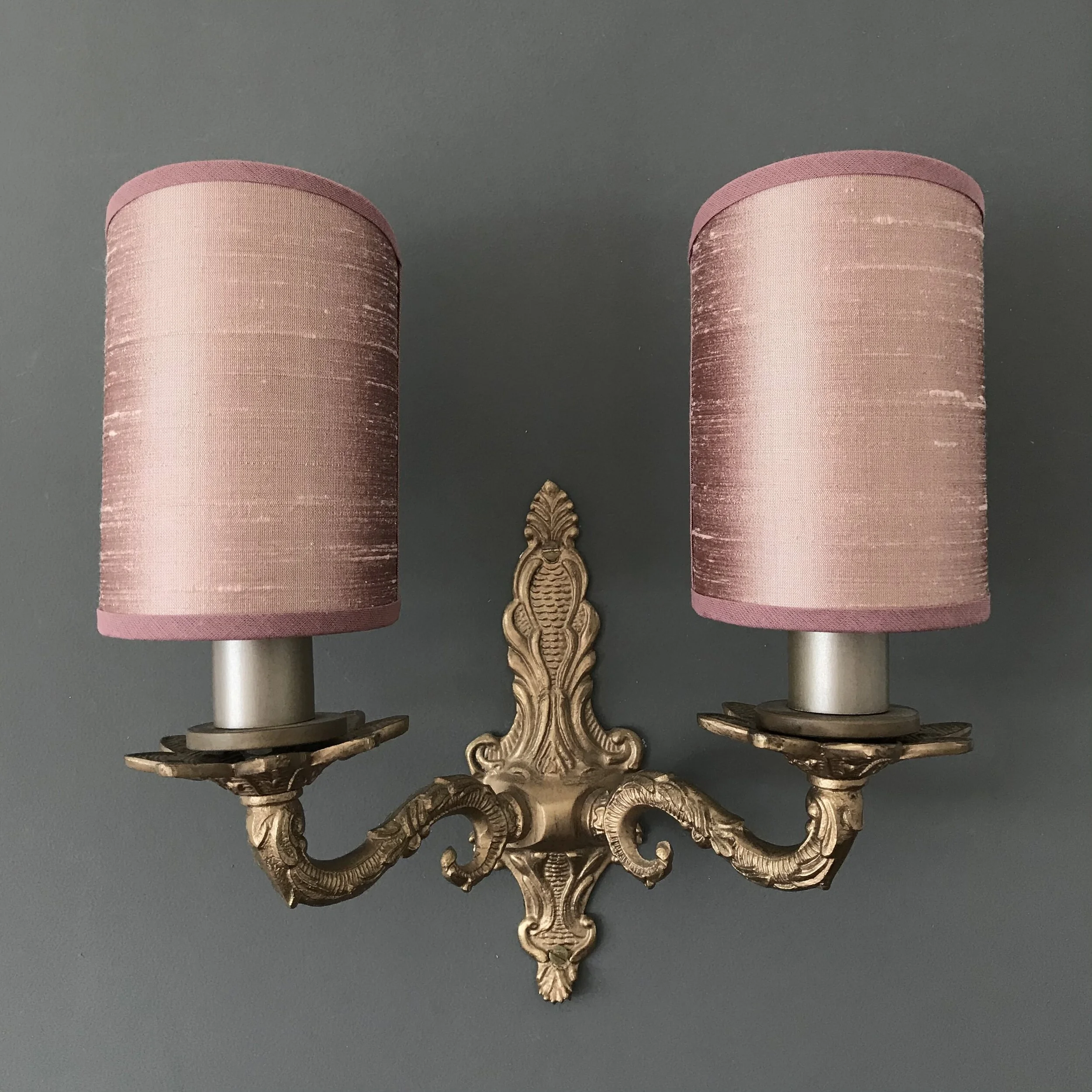 James Hare Silk Mauve Glow - Half Candle Clip Lampshade