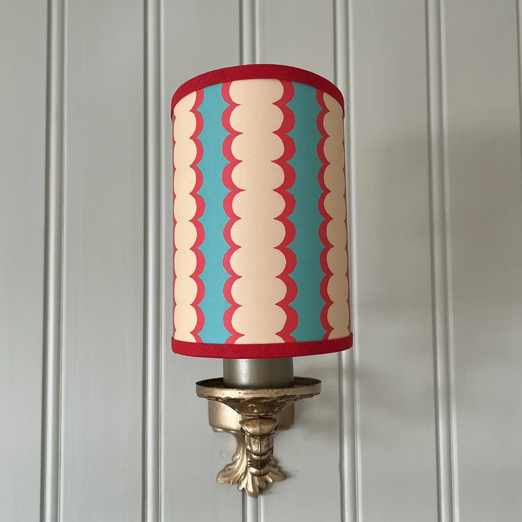 Vertical Scallop Turquoise - Half Lampshade