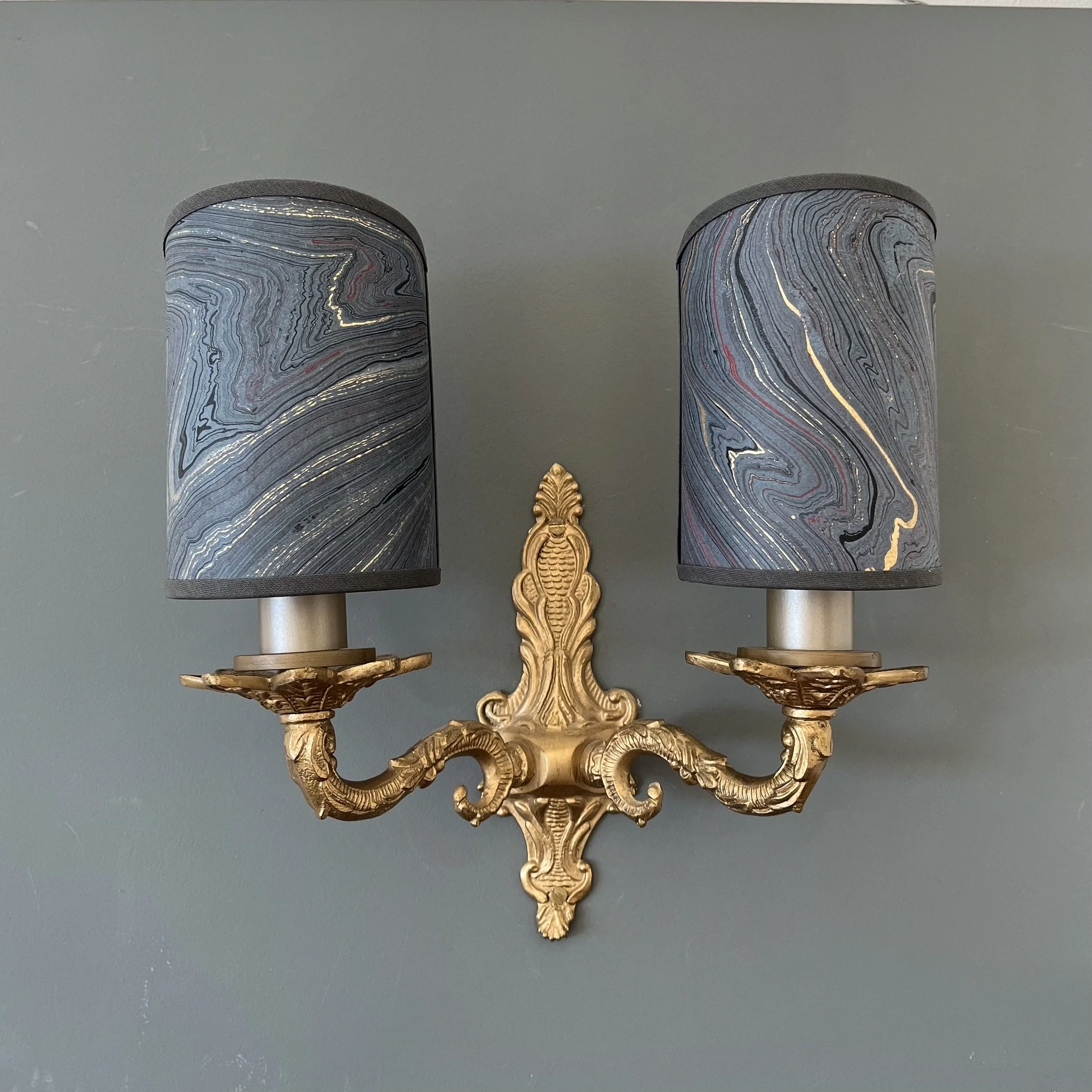 Hand Marbled Midnight Lava Half Lampshade