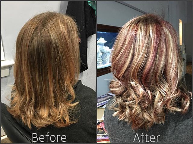 #beforeandafter #highlights #redhair #blondehair #haircolor