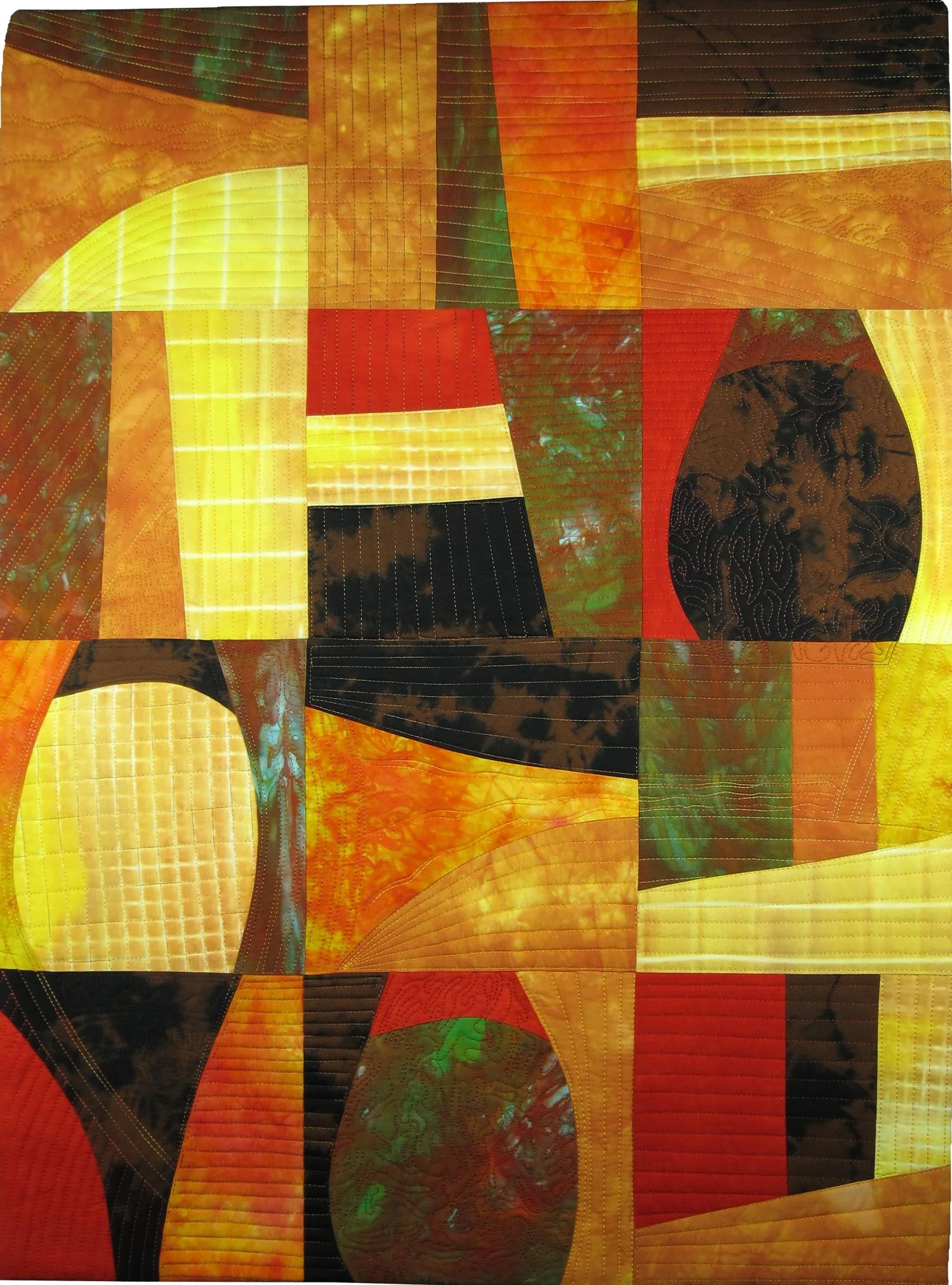City Lights ©2012 • 28"L x 21"W • $800 Artist-dyed cotton fabric Machine pieced and machine quilted