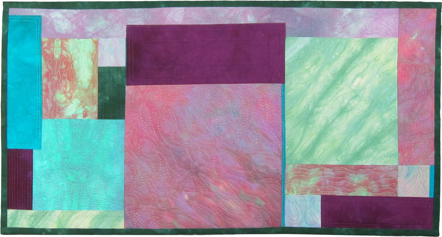 Portal 3 ©2011 • 11"L x 21"W • $325 Artist-dyed cotton fabric Machine pieced and machine quilted