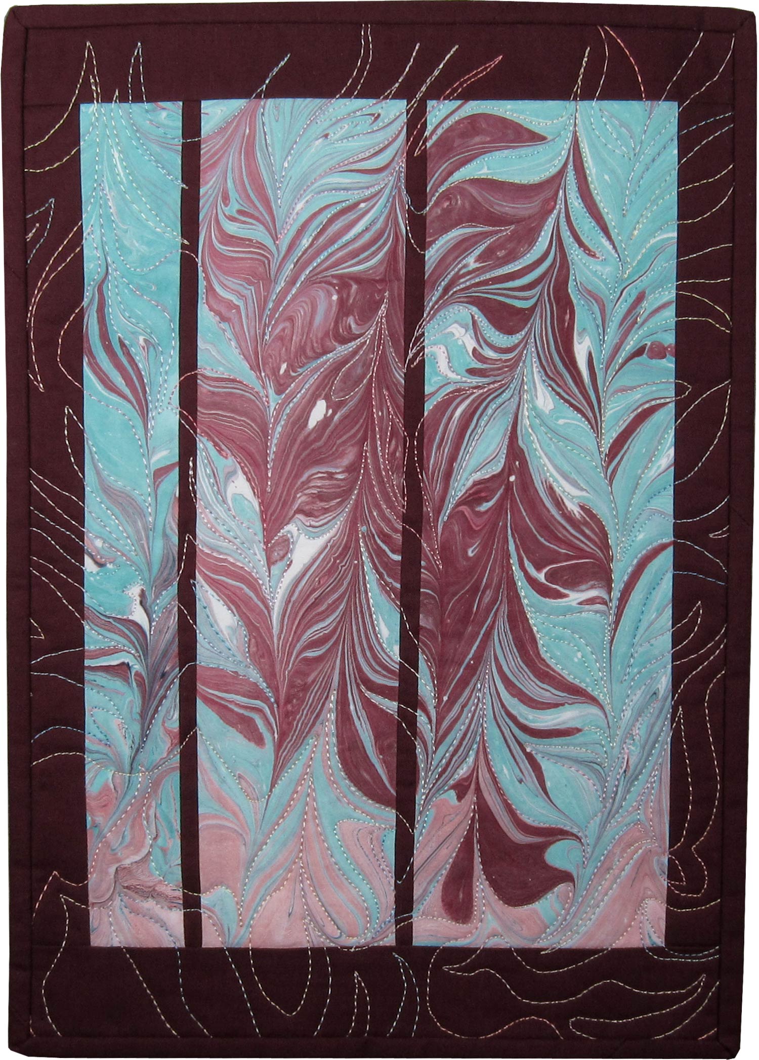 Fairy Dance ©2011 • 14"L x 10"W • $175 Hand-marbled and commercial cotton fabric Machine pieced and machine quilted