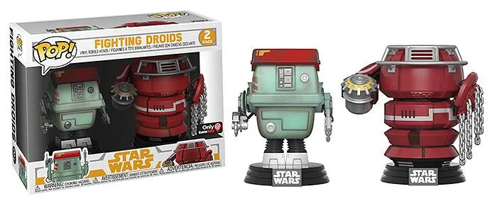 Funko Pop Star Wars Fighting Droids 2 Pack Silver Sticker Exclusive 