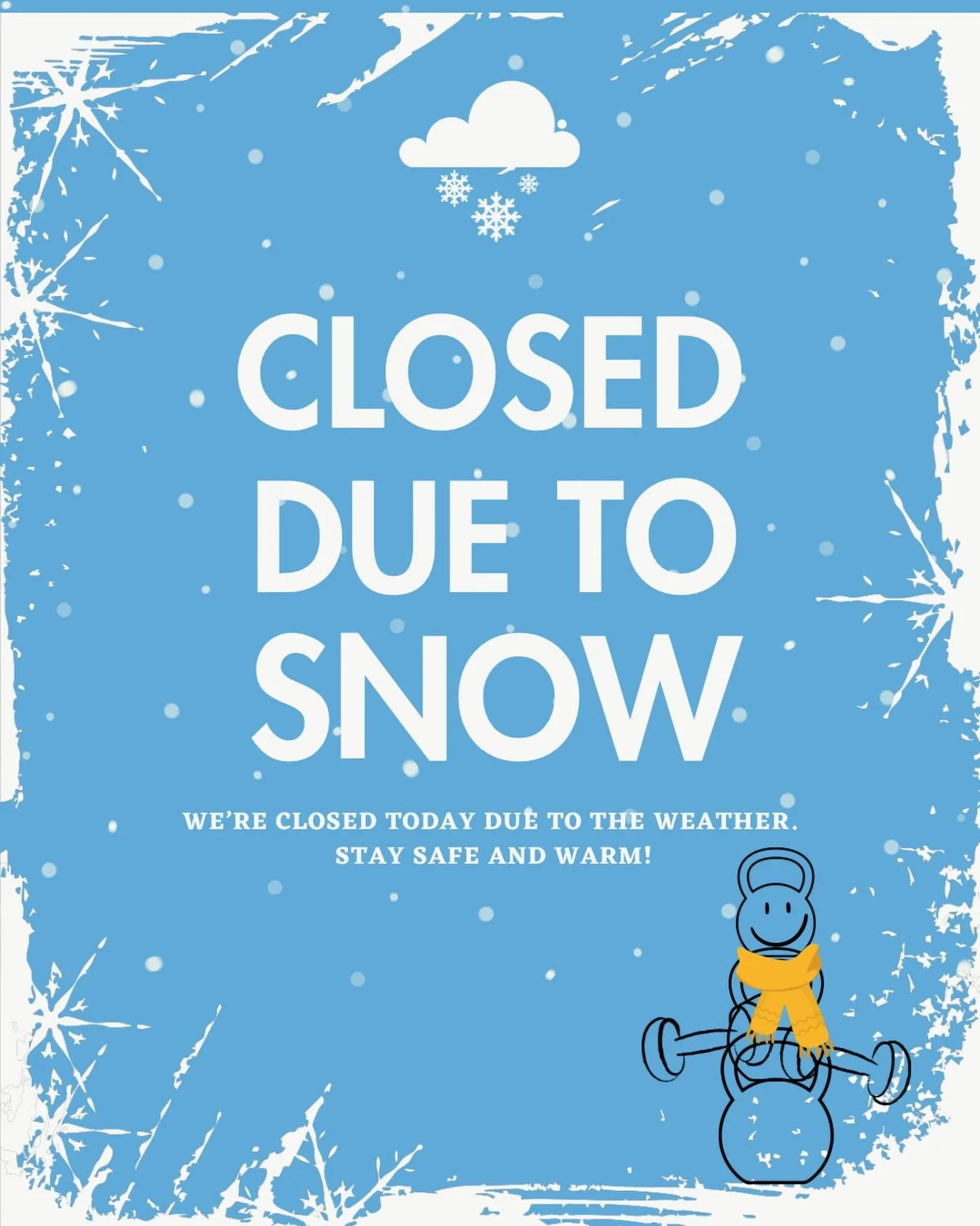 Due to road conditions, snow, and extreme cold, the studio will be closed today. Stay safe and warm!