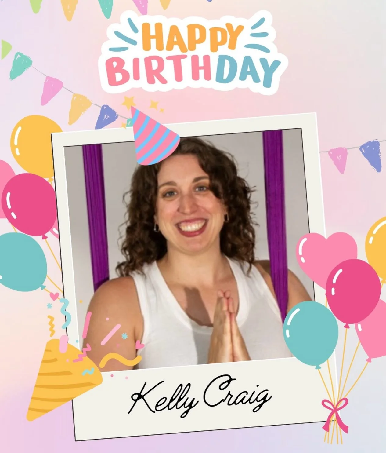 Happy Birthday Kelly!!! You&rsquo;re pure sunshine in human form &mdash; lighting up every room (and every aerial silk) with your strength, grace, and heart. So grateful for the way you lift us up, on and off the mat. Here&rsquo;s to another year of 