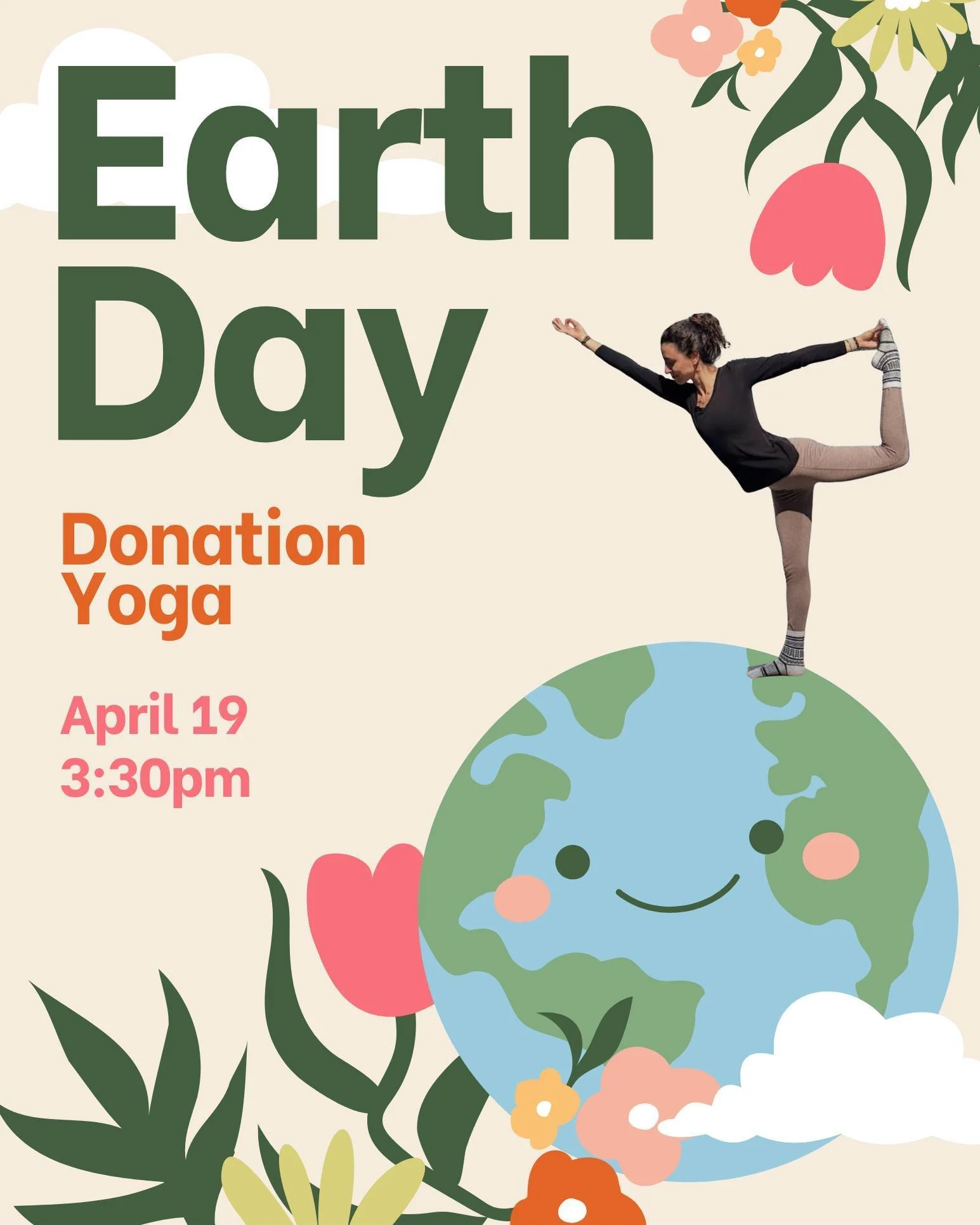Join us for Earth Day Donation Yoga this Sunday, April 19th! We're honoring Mother Earth and all she brings to us. Bruna will be there to lead the way! 

Donations will go to One Tree Planted. Cash or Venmo accepted! 

Snag your spot &amp; save the p