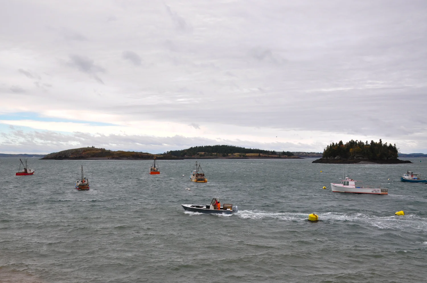 The very active fishing port of Lubec had a monument for deceased fisherman, some very recent, and a unique Canadian and American melded flag I have never seen before, as one side of the Harbor is the US, and the other Campobello Island, Canada.