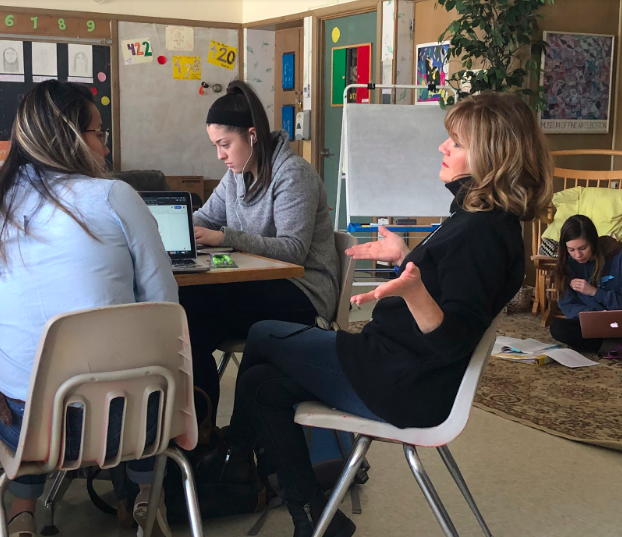 Fuse RIC faculty fellow Karen Capraro modeling Station Rotation in one of her elementary education classes.