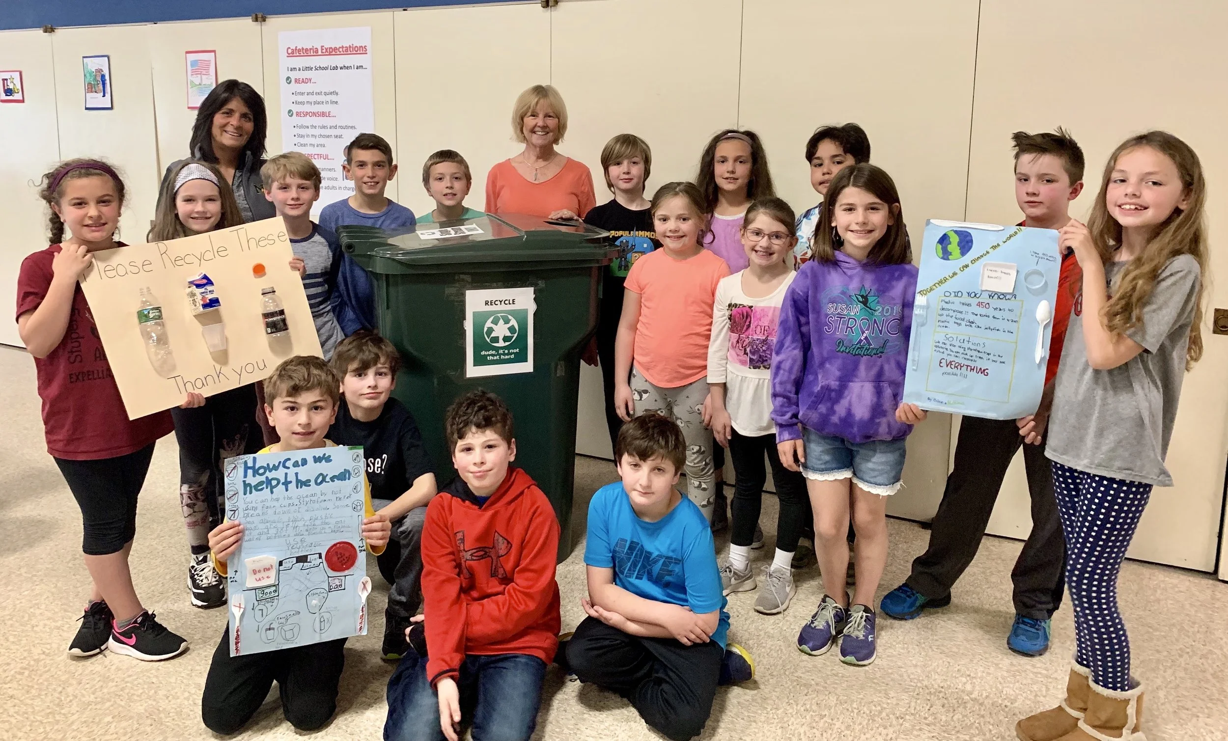 Third Graders Bring Recycling to the Little School Cafeteria!