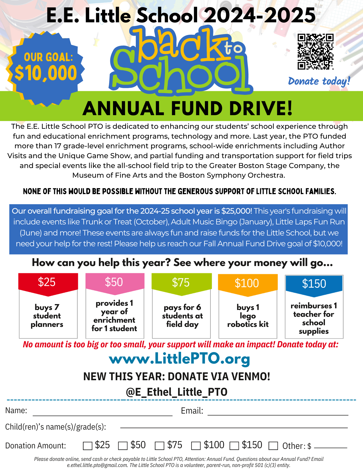 Back to School: 2024-2025 Annual Fund Drive