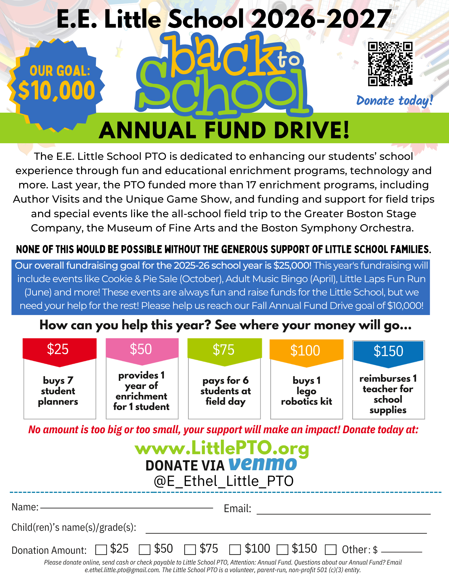Back to School: 2026-2027 Annual Fund Drive