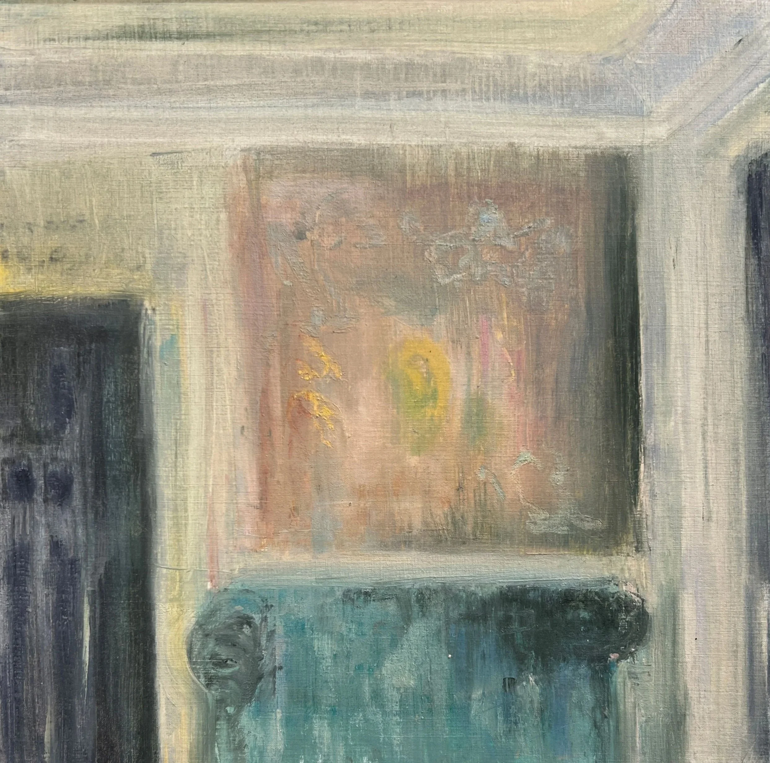 Interior at Orquevaux, oil on wood panel, 12" x 12", $550. (framed)