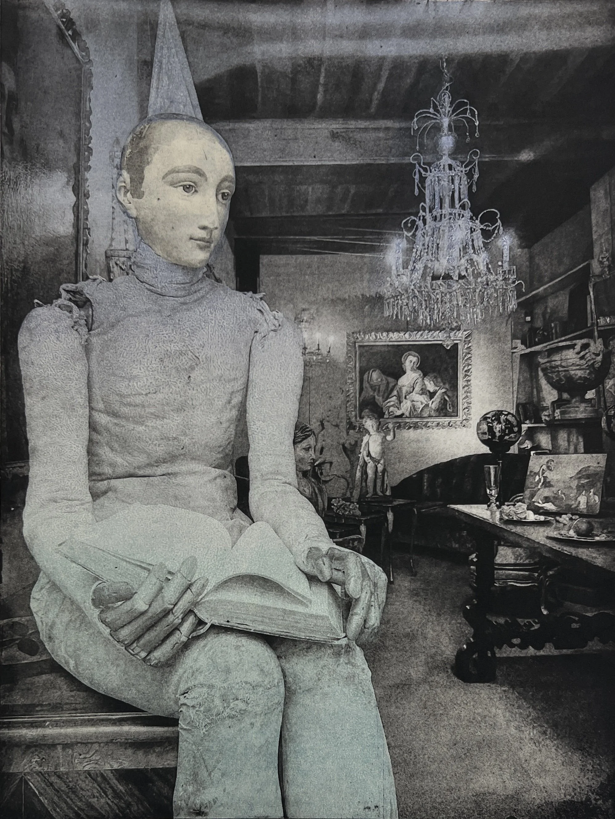 Pierrot in Green and Lavender, 12” x 16”, $550
