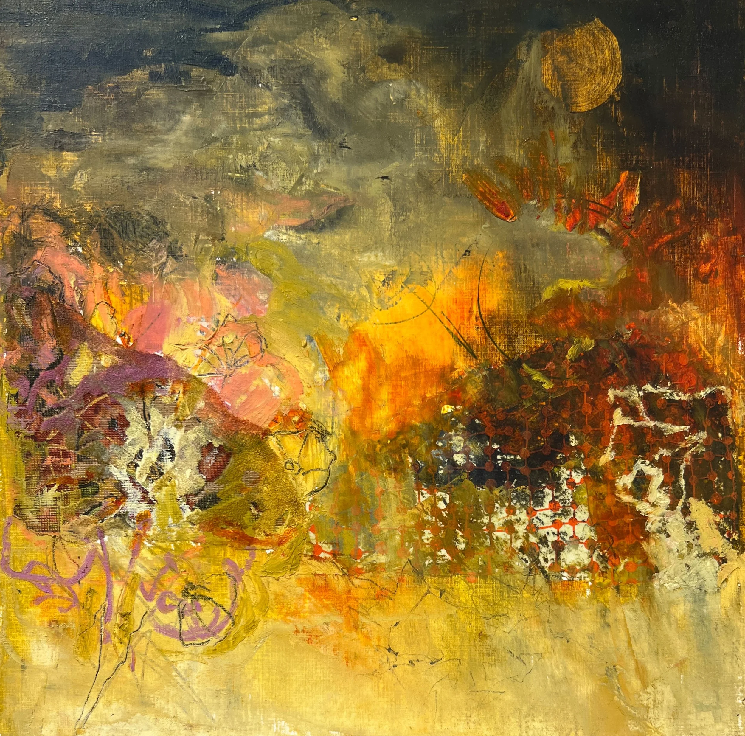 Under the Midnight Sky, oil on wood panel, 12" x 12", $550. (framed)