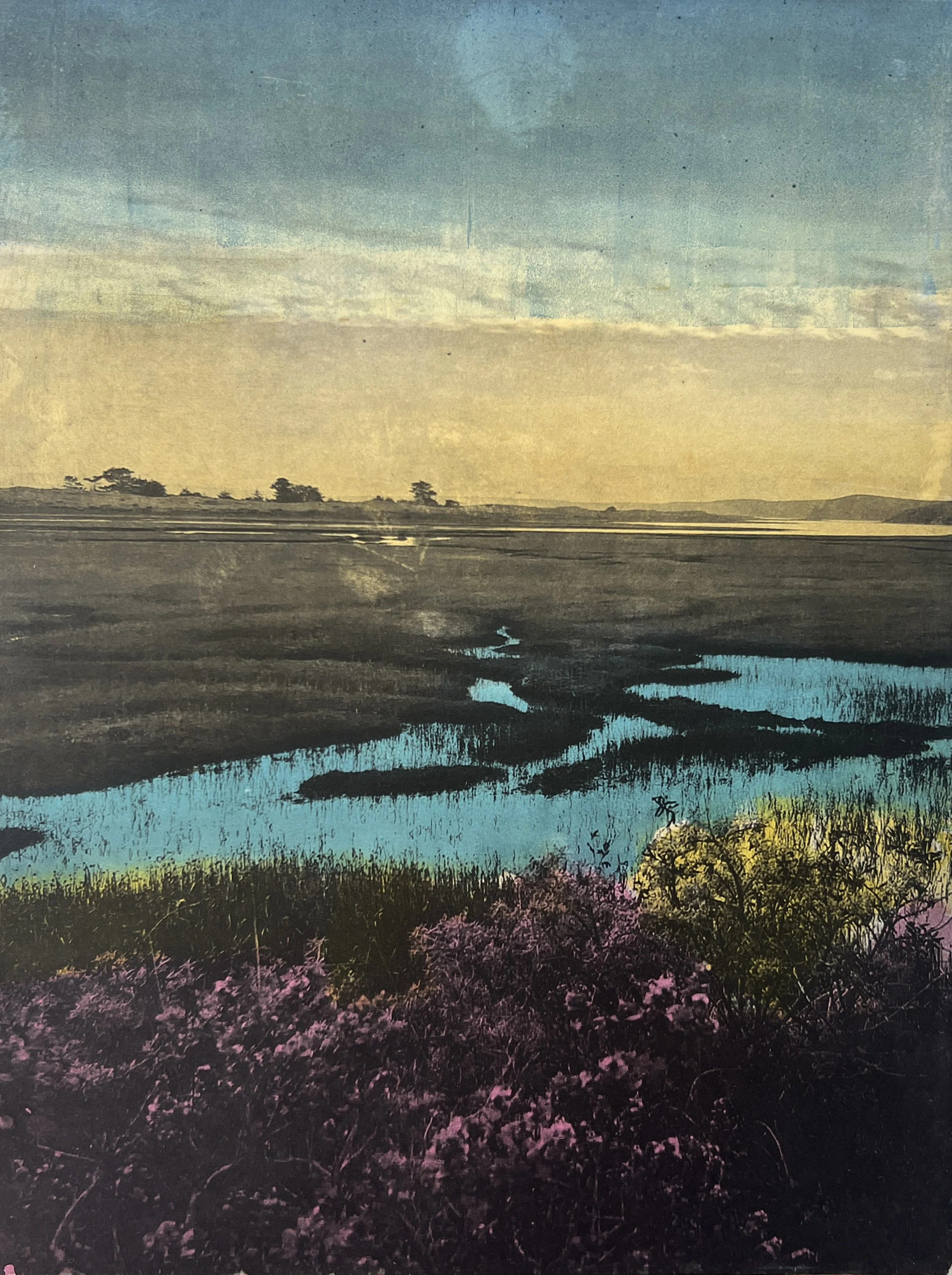 Meadow with Pink and Yellow Brush, 12” x 16” (sold)
