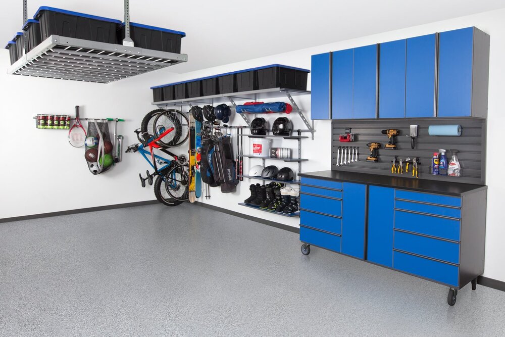 Neat Garage Storage Systems And Flooring, Garage Shelving Installation