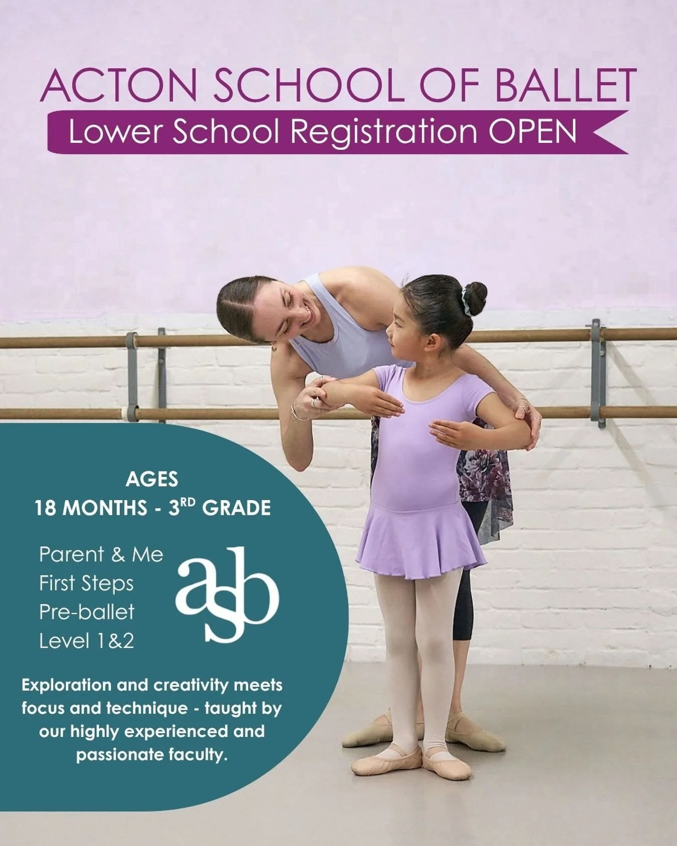 Lower School Registration is OPEN!!💕

Get ahead on planning for next school year by checking ballet off your list!🩰 Our 2026/27 Schedule is available on our website. 

#actonschoolofballet #balletstudio #kidsdance #kidsballet #balletclass