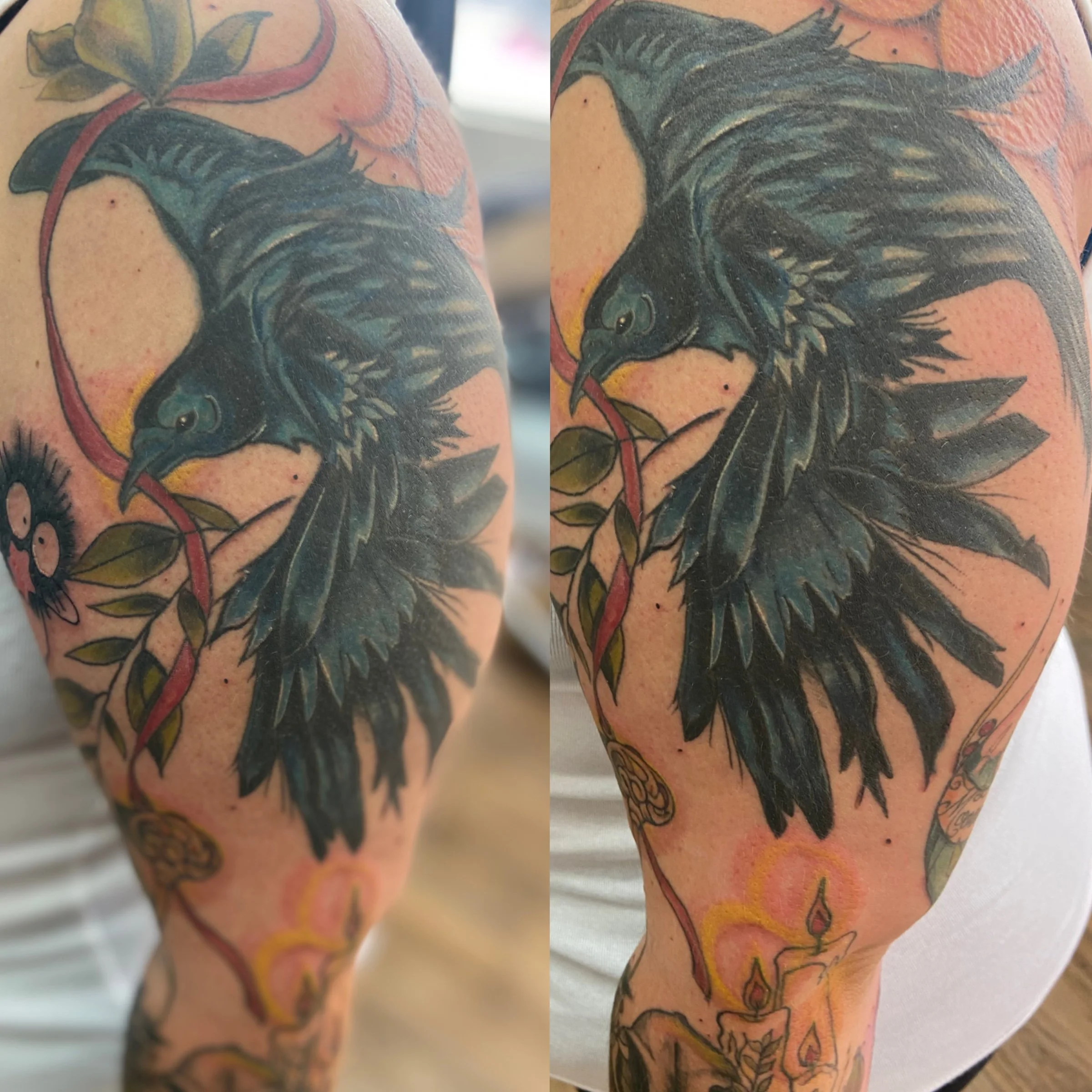 Masked Raventattoo Raven cover up tattoo | Orangetattooshop.com