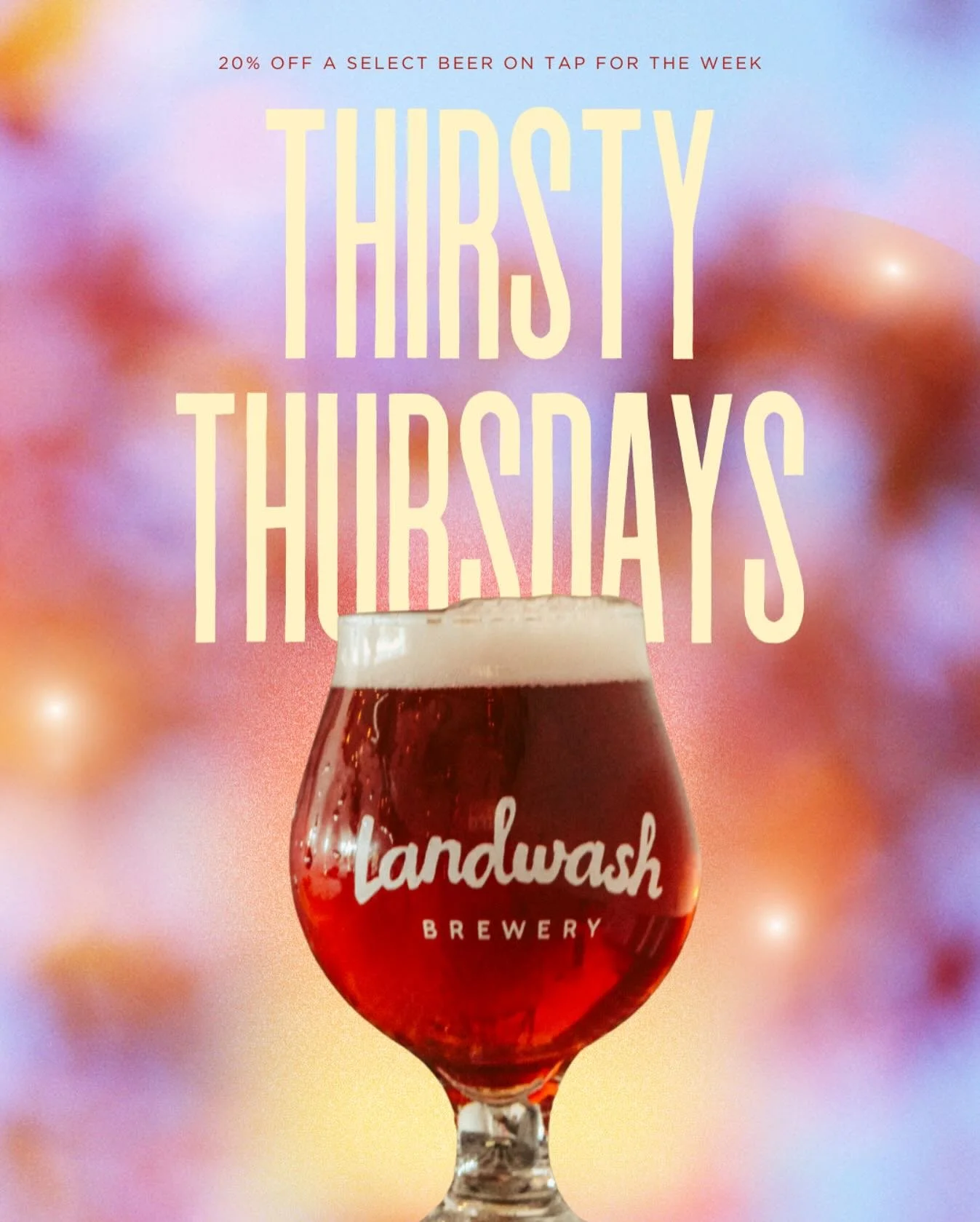 Thirsty Thursdays are making their way into the taproom!
🙌
Beginning tomorrow, every Thursday we will be selecting a rotating beer on tap to be 20% off for the whole week! We will announce the beer in our stories every Thursday morning, so keep your