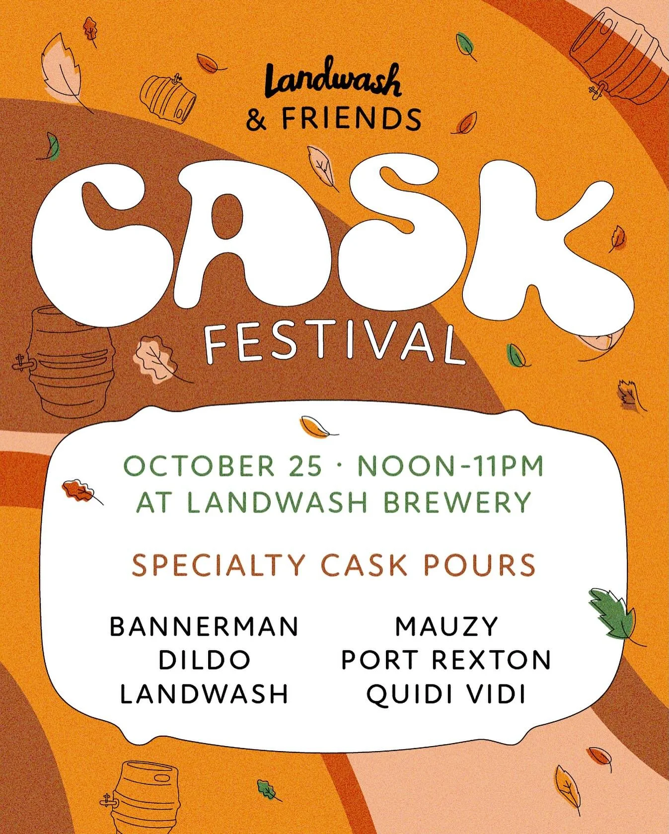 We are back with the 5th Cask Fest!
🍺
On October 25th on top of our own casks, we will have custom casks from:
@bannermanbrewingco 
@dildobrewingco 
@mauzynfld 
@quidividibrewery 
@portrextonbrew 
😎
Cask Fest is a day where breweries from across th