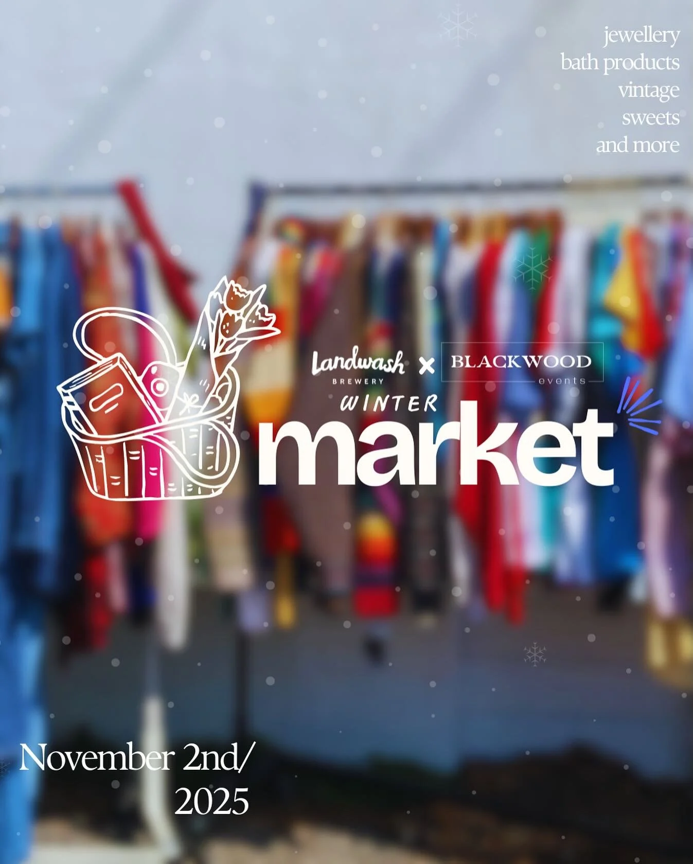 This Sunday, we will be teaming up with Blackwood Events for a November Winter Market in the Loft!
🍻
With vendors like Candles Made by Madison Dawe, Honey Bee You, Jakarta, Cam&rsquo;s Confections, Tenny&rsquo;s Trinkets, Lucy Throws Clay Co., Buddy