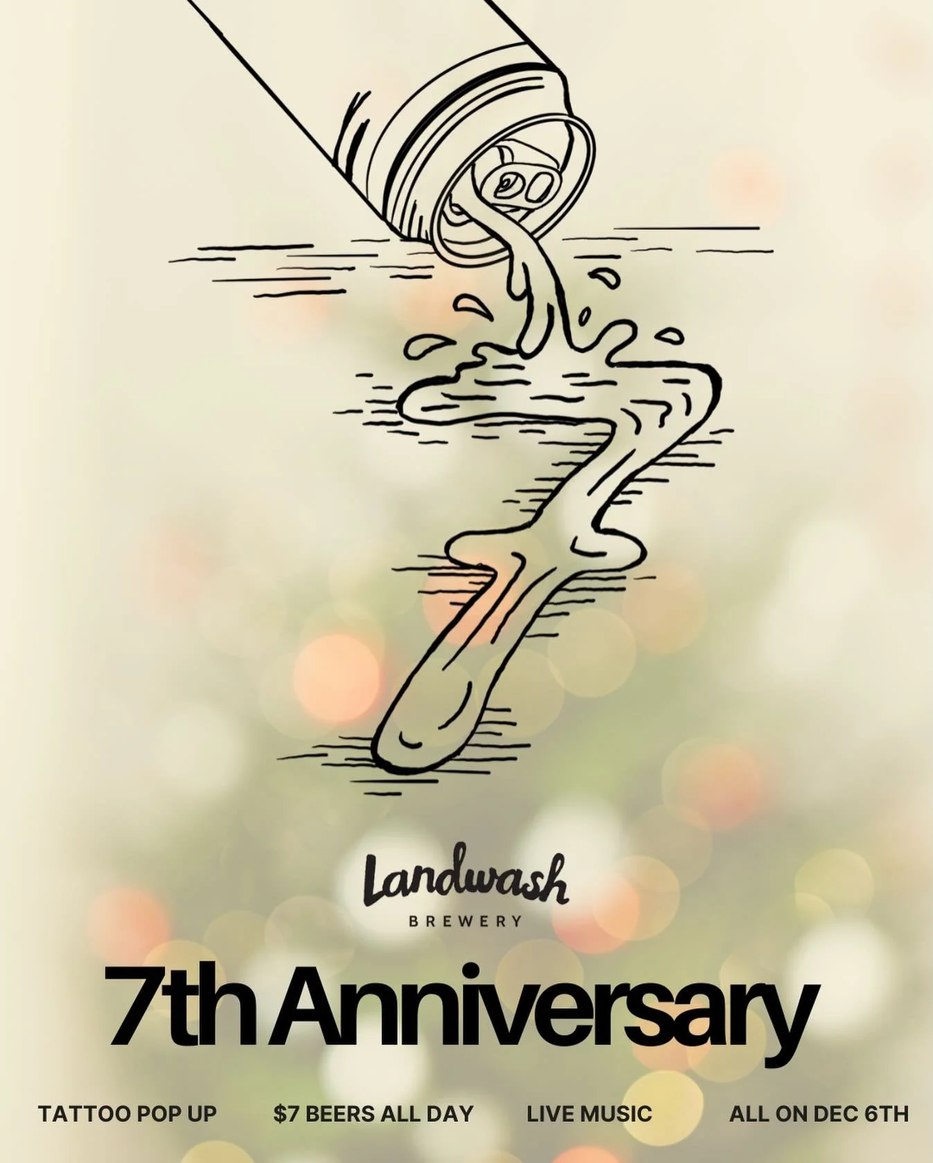 It&rsquo;s our 7th birthday! On December 6th, we are pulling out all the stops for our big day.
🎂
To celebrate all beers will be $7 for THE WHOLE DAY!
🍻
@brkwav will be performing live in the taproom from 4-6pm!
🎤
To top it all off, @sydsxink and 
