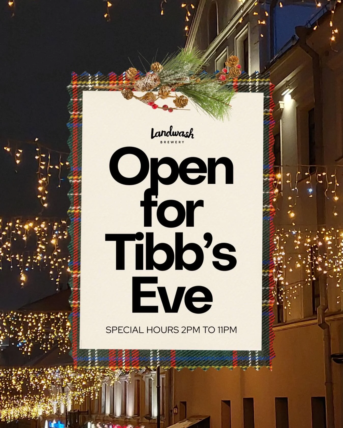 REMINDER OF SPECIAL HOURS!
🎄
We will be open for Tibb&rsquo;s Eve from 2pm to 11pm!
🍻
@johnnyandmaes will be open from 3pm to 9pm!
🍔