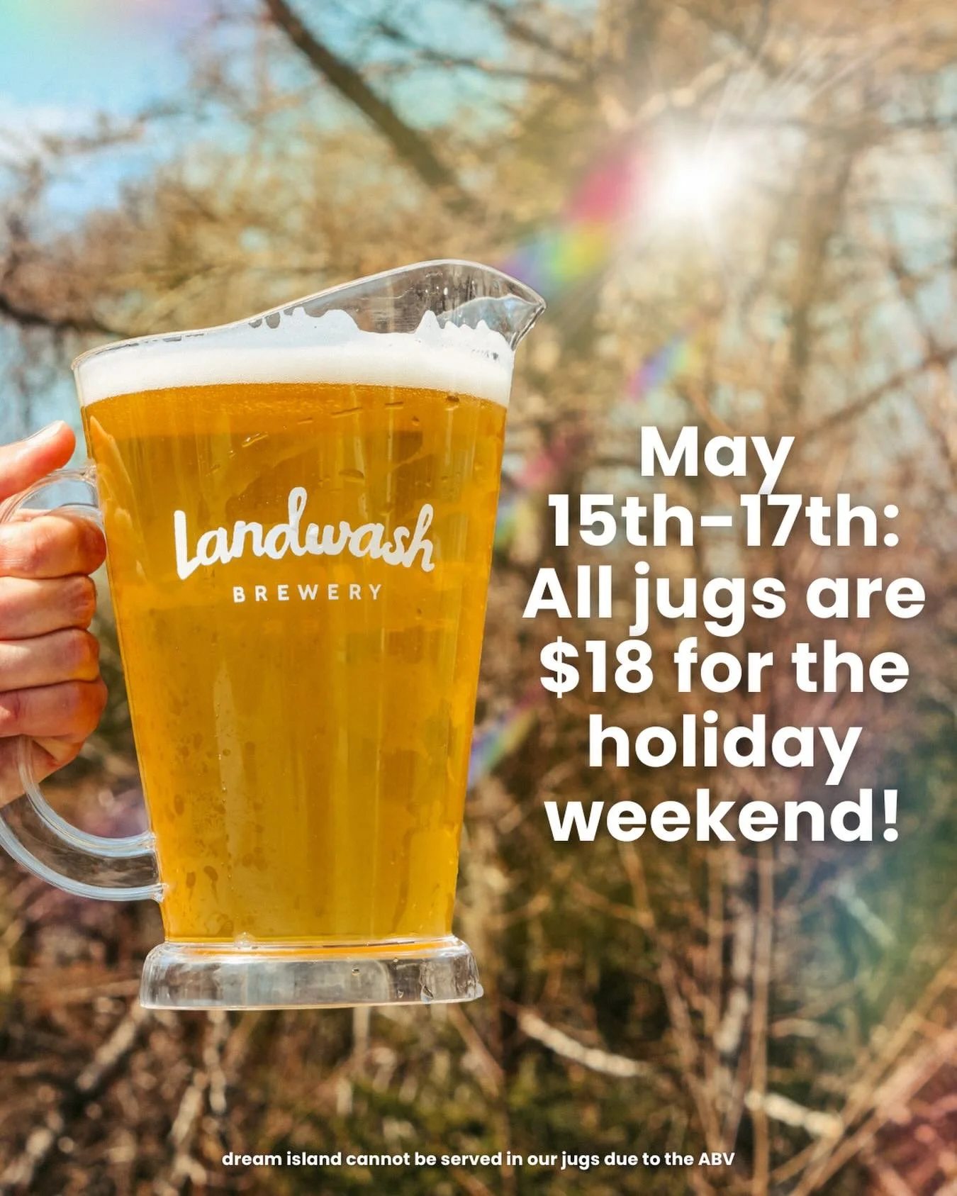 For May 2-4 we are bringing you discounted jugs all weekend long! Bring your favourite people and try to soak up the sun we have been having. Summer is on its way folks!
😎