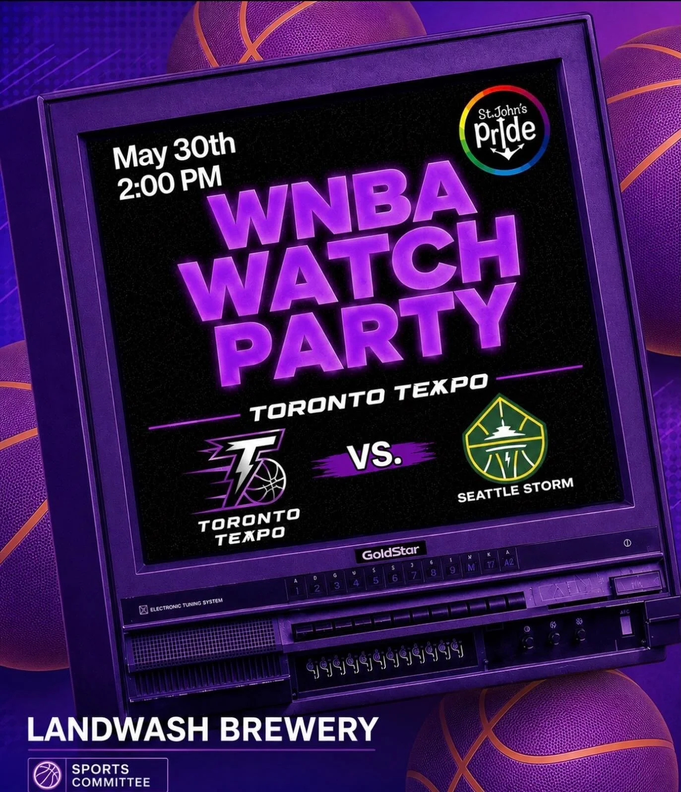 On May 30th, we are back with St. John&rsquo;s Pride for a Toronto Tempo WNBA Watch Party!
🏀
Game starts at 2PM. Get here early to grab a spot, get some Johnny &amp; Mae&rsquo;s and a beer!
🍻