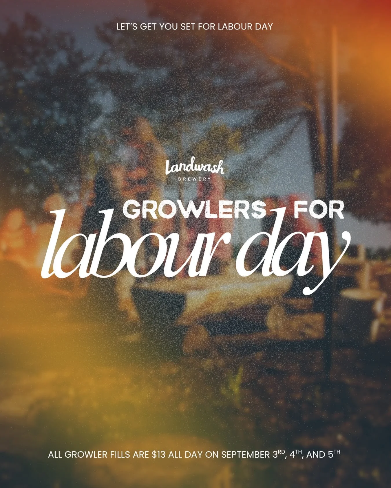 Let&rsquo;s get you folks prepped for Labour Day!
☀️
On September 3rd, 4th, and 5th all growler fills will be $13 in the taproom!&nbsp; Which means wherever you are planning to celebrate the holiday weekend, you can take some Landwash beer with you!
