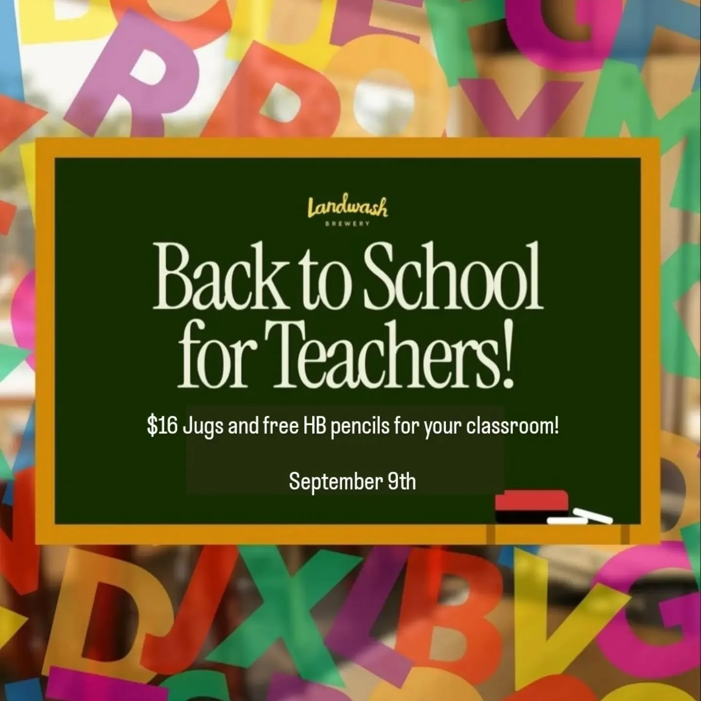Teachers, celebrate the start of a new school year with us!
🍻
If you&rsquo;ve got your list and your classroom sorted bring the crew down for an impromptu social! We&rsquo;ve got $16 jugs so the 2026-2027 team can get to know each other!
🙌
Plus, th