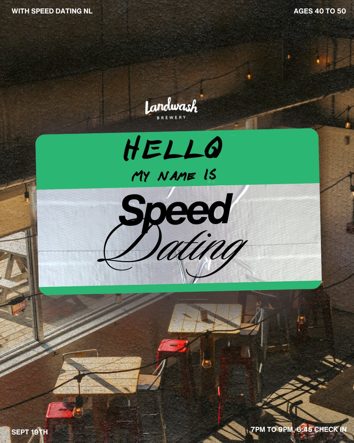 Speed Dating is back with @speeddatingnl
💕
On September 19th, from 7-9pm for ages 40-50!
🙌
Get your tickets with @speeddatingnl
🎟️