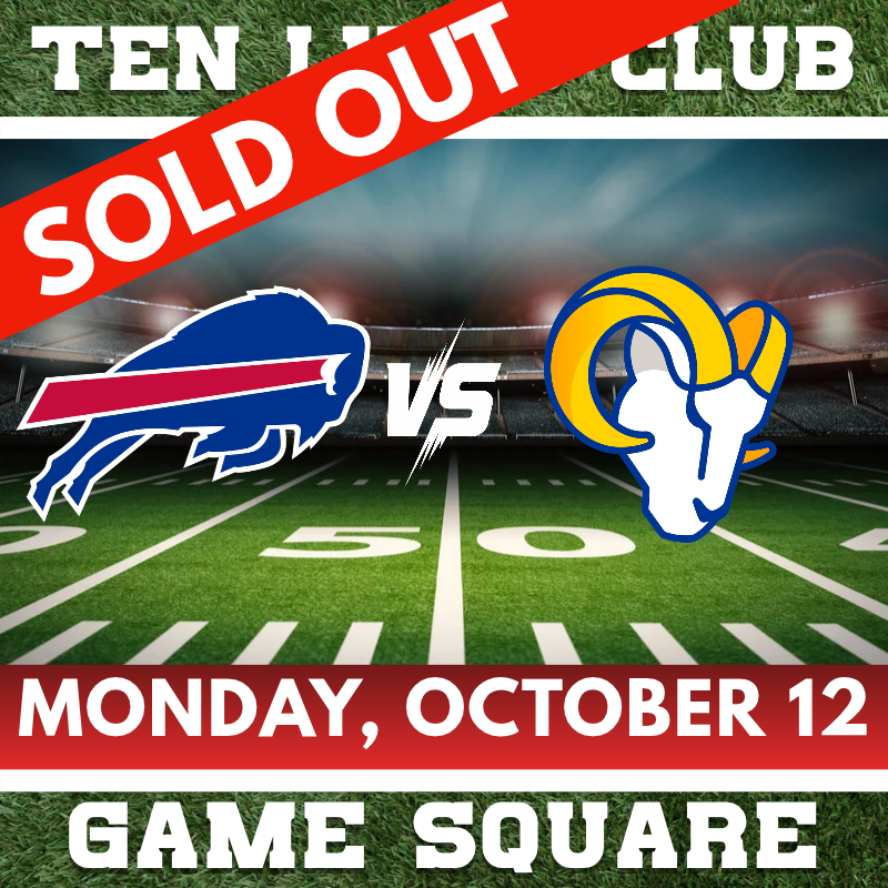 Ten Lives Club Bills vs. Rams 10-12-26 Game Square