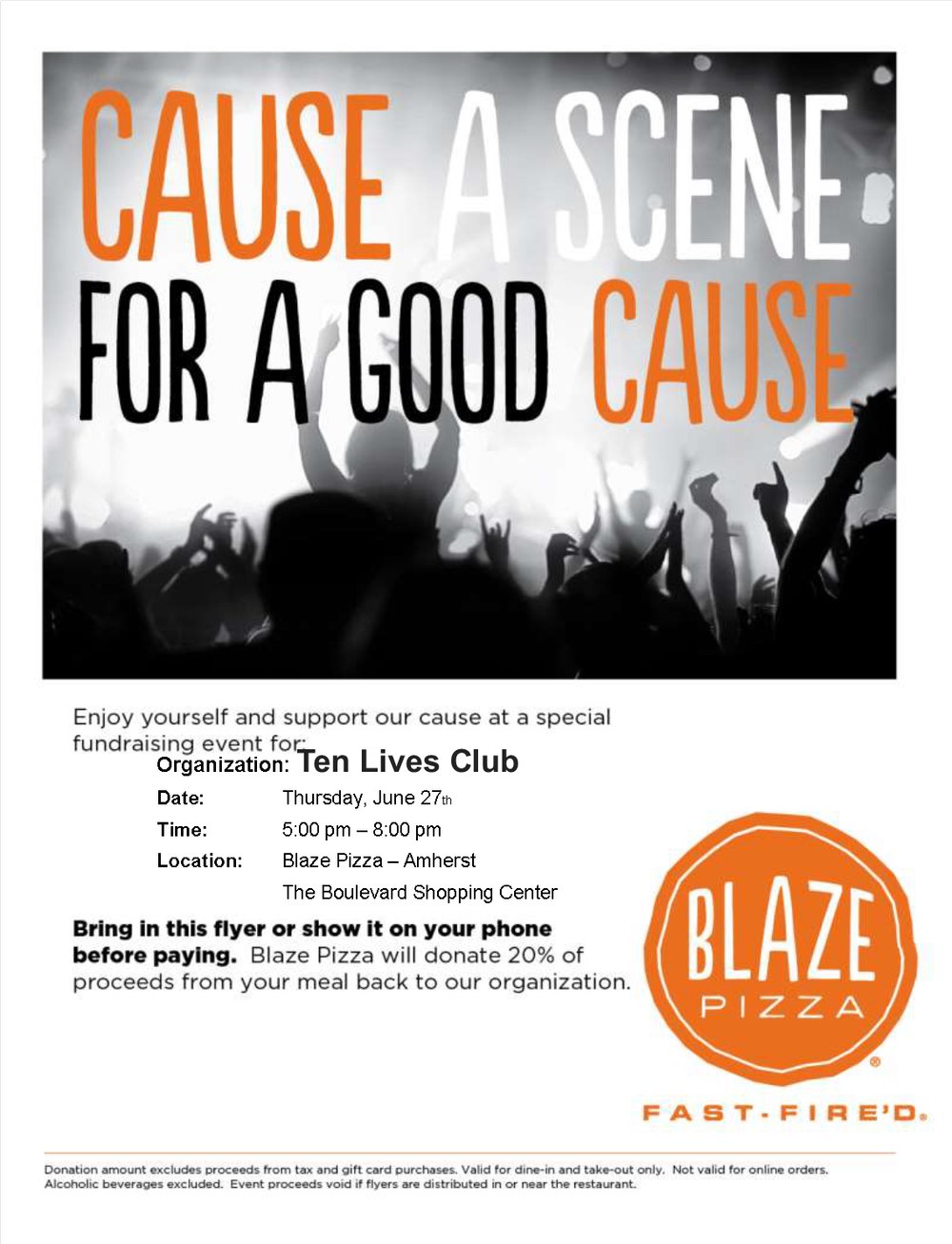Blaze Pizza Night to Benefit Ten Lives Club — Ten Lives Club