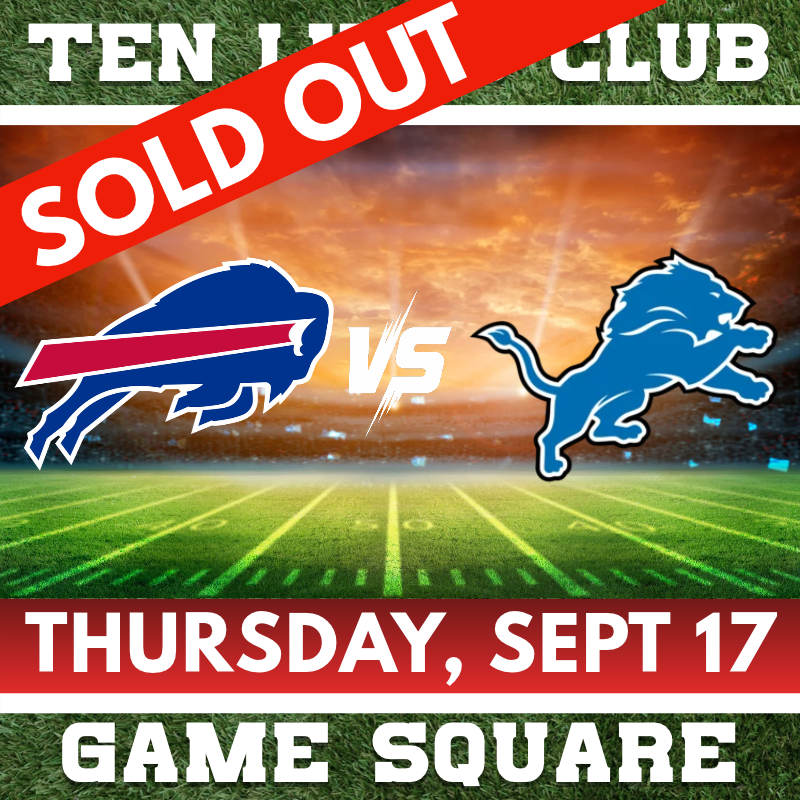 Ten Lives Club Bills vs. Lions 9-17-26 Game Square