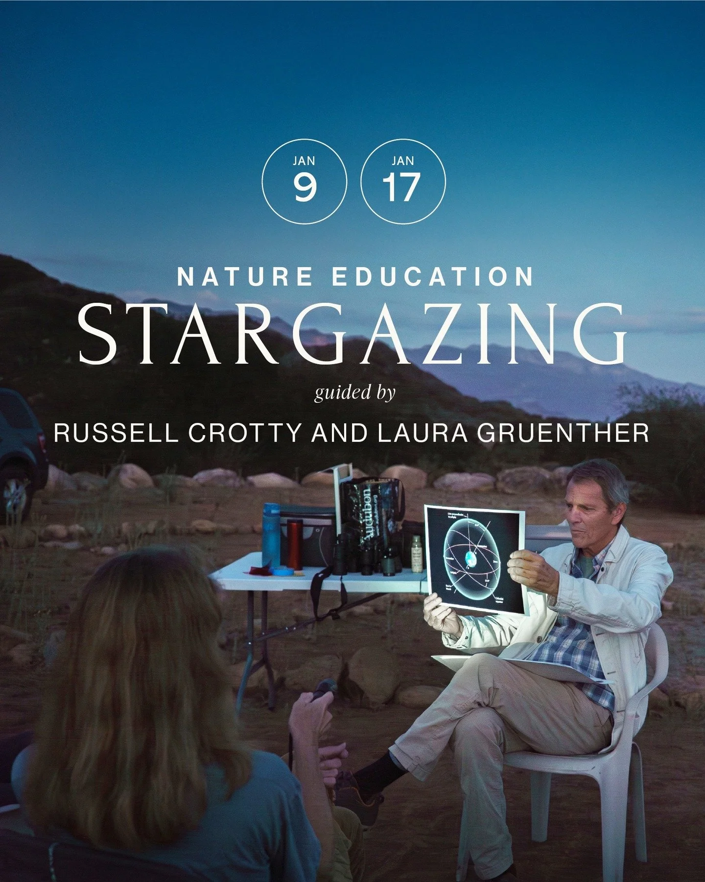 There are two upcoming opportunities to Stargazing with Russell Crotty @russellcrottystudio and Laura Gruenther @lauragruentherdesign

Friday, January 9, 2026
5:00 PM 9:00 PM

and

Saturday, January 17, 2026
5:15 PM 9:30 PM

Perched above the Gardens