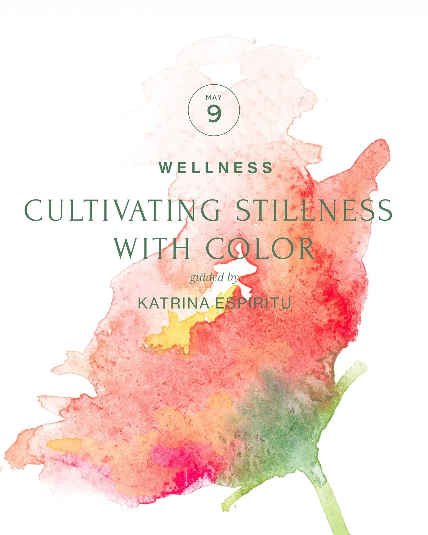 Join us for Cultivating Stillness with Color

Saturday, May 9, 2026
10:00 AM 1:30 PM

Spend time in a grounding, meditative watercolor experience guided by Katrina Espiritu @lupa_collective, inviting presence and reconnection through the playful flow