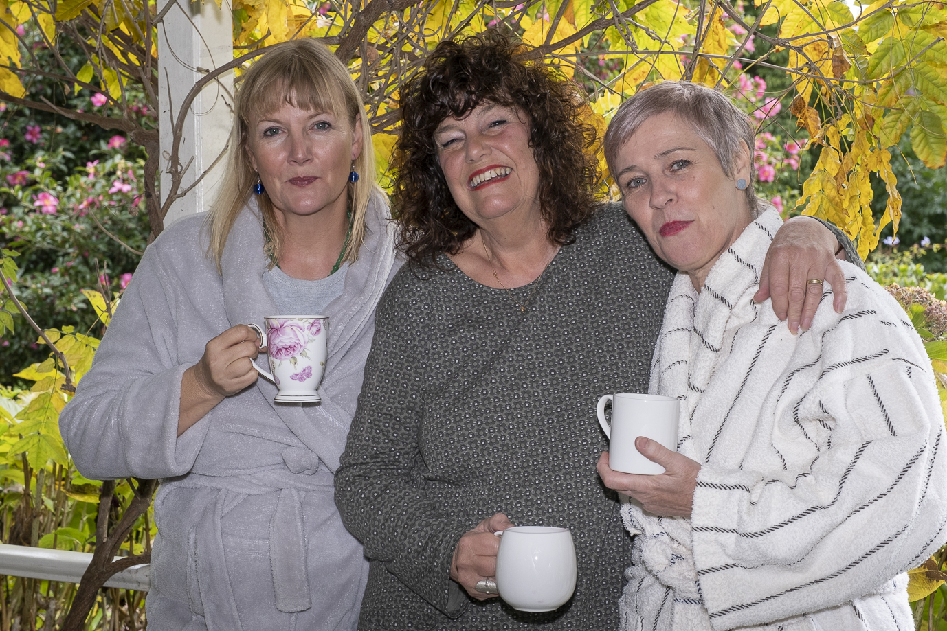 Enjoying a morning cuppa.