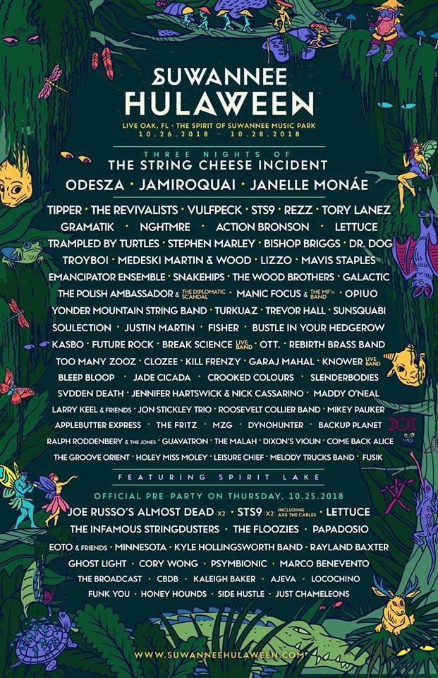 Suwannee Hulaween 2018 Artist Line Up 