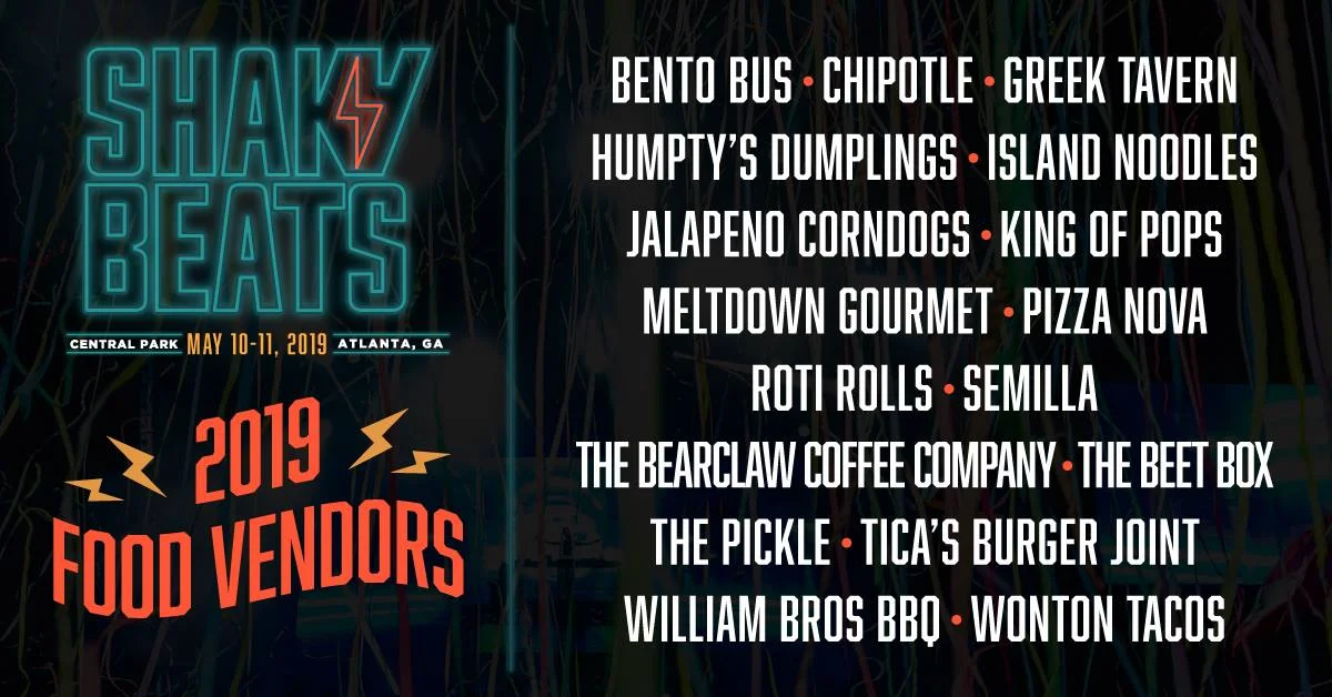 Shaky Beats 2019 Full Food Vendor Line up